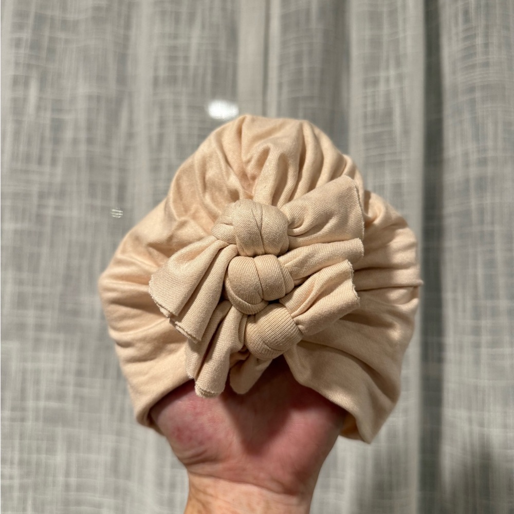 Bowy Made baby Turban Bow Hat Bonnet Peach light pink